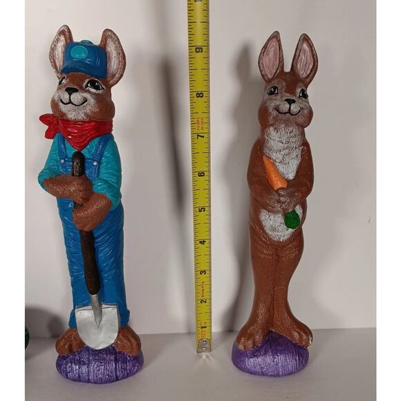 Lot of 3 Ceramic Easter Bunny Pencil Figures Hand Painted Rabbit & Egg - Picture 10 of 14